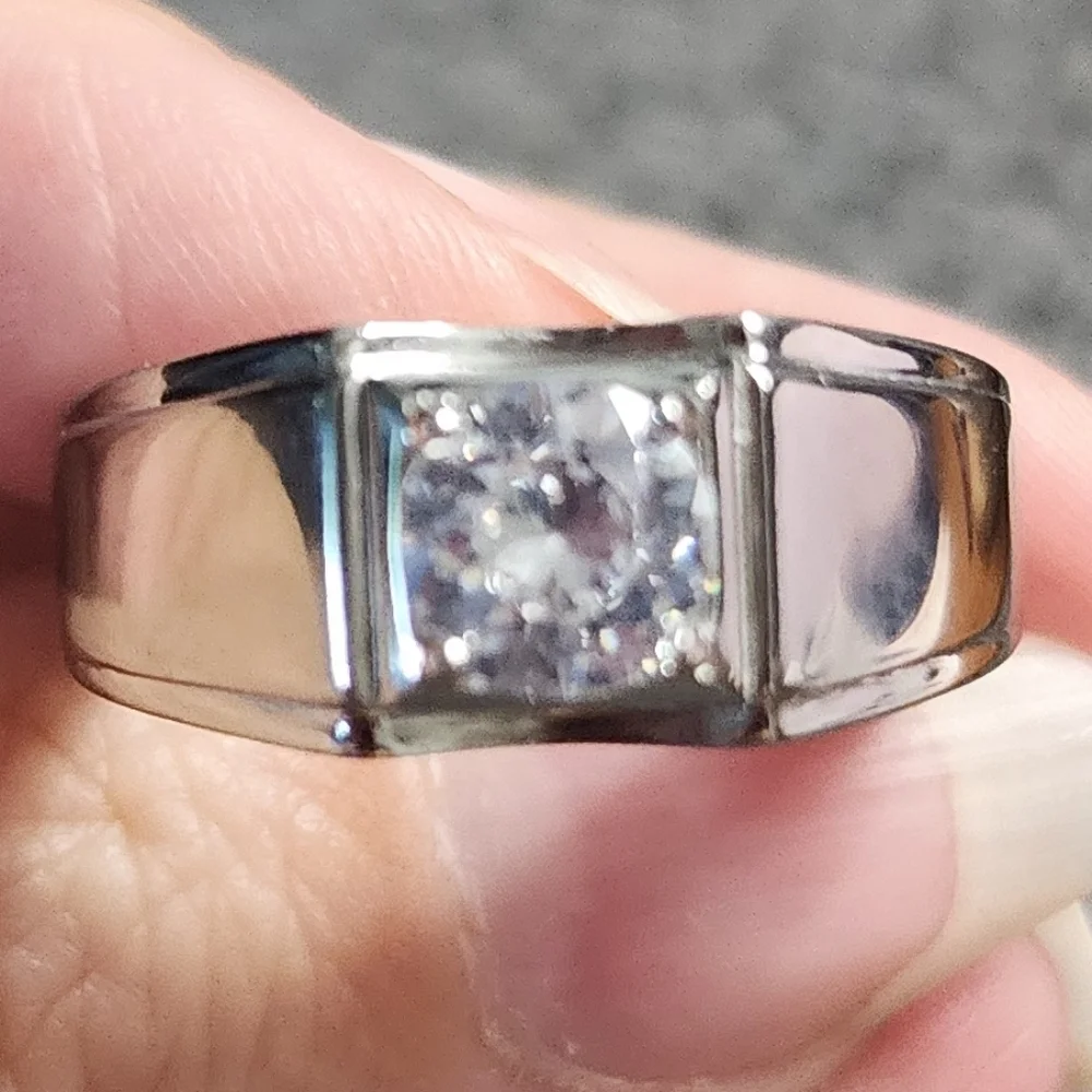 Moissanite Diamond Stainless Steel Mens Ring